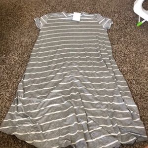 Gray and white striped t shirt dress brand new